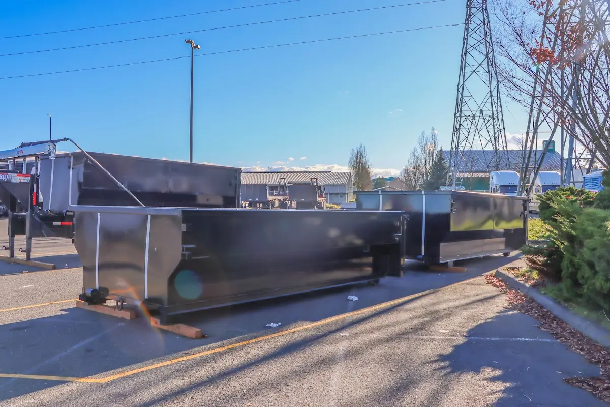 Roll-off dumpster ready for waste disposal at job site for Roll Off Dumpster Rental in Ravenna